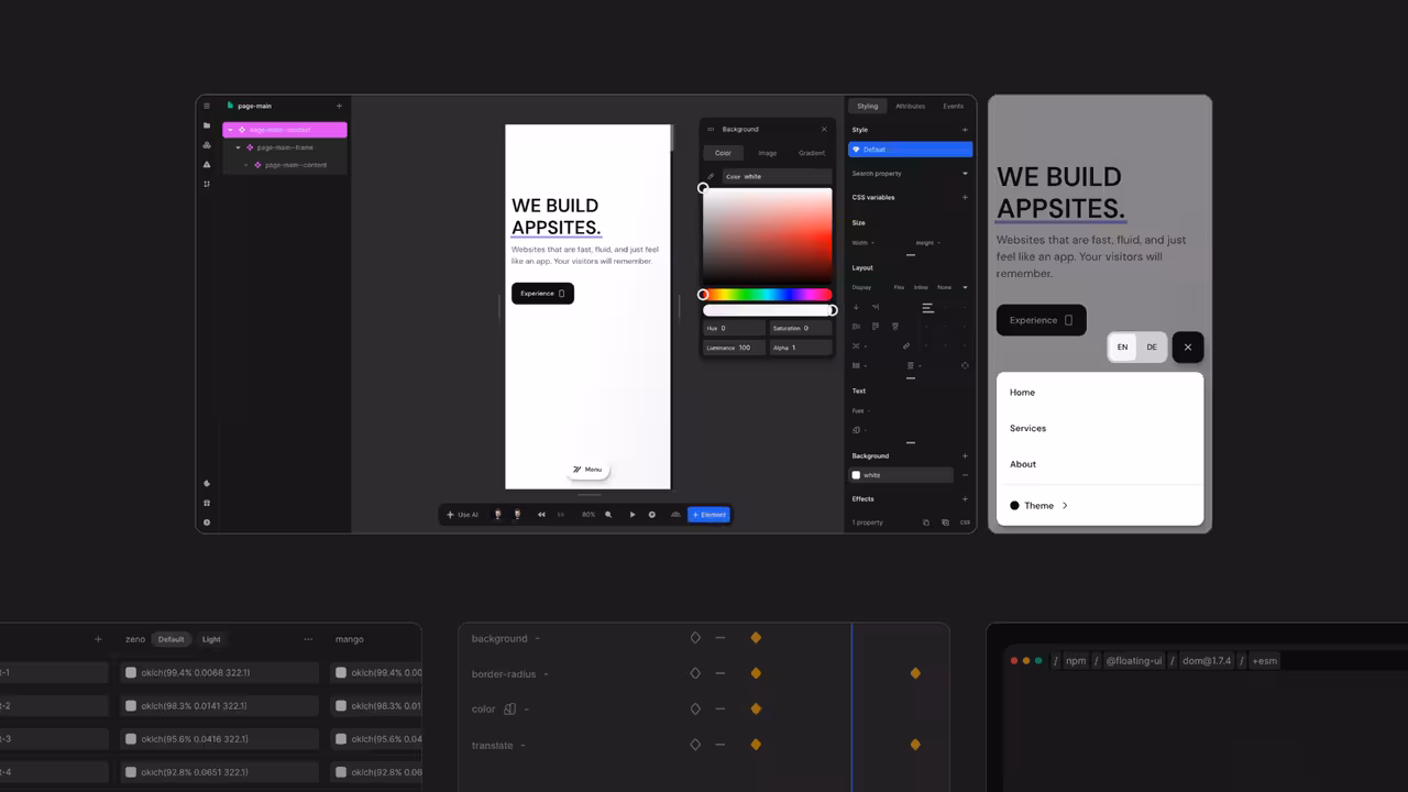 Screenshot collage of important website ingredients