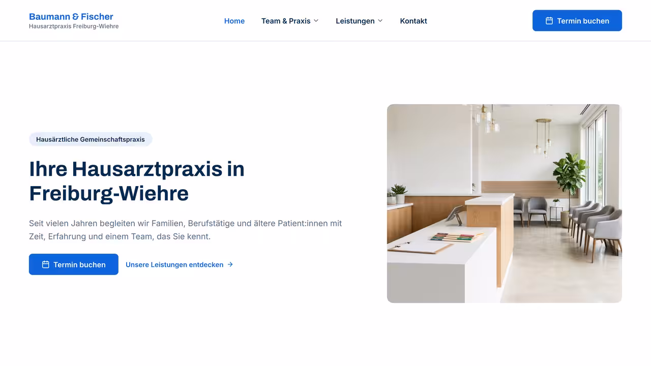 Example home page of a doctor's office