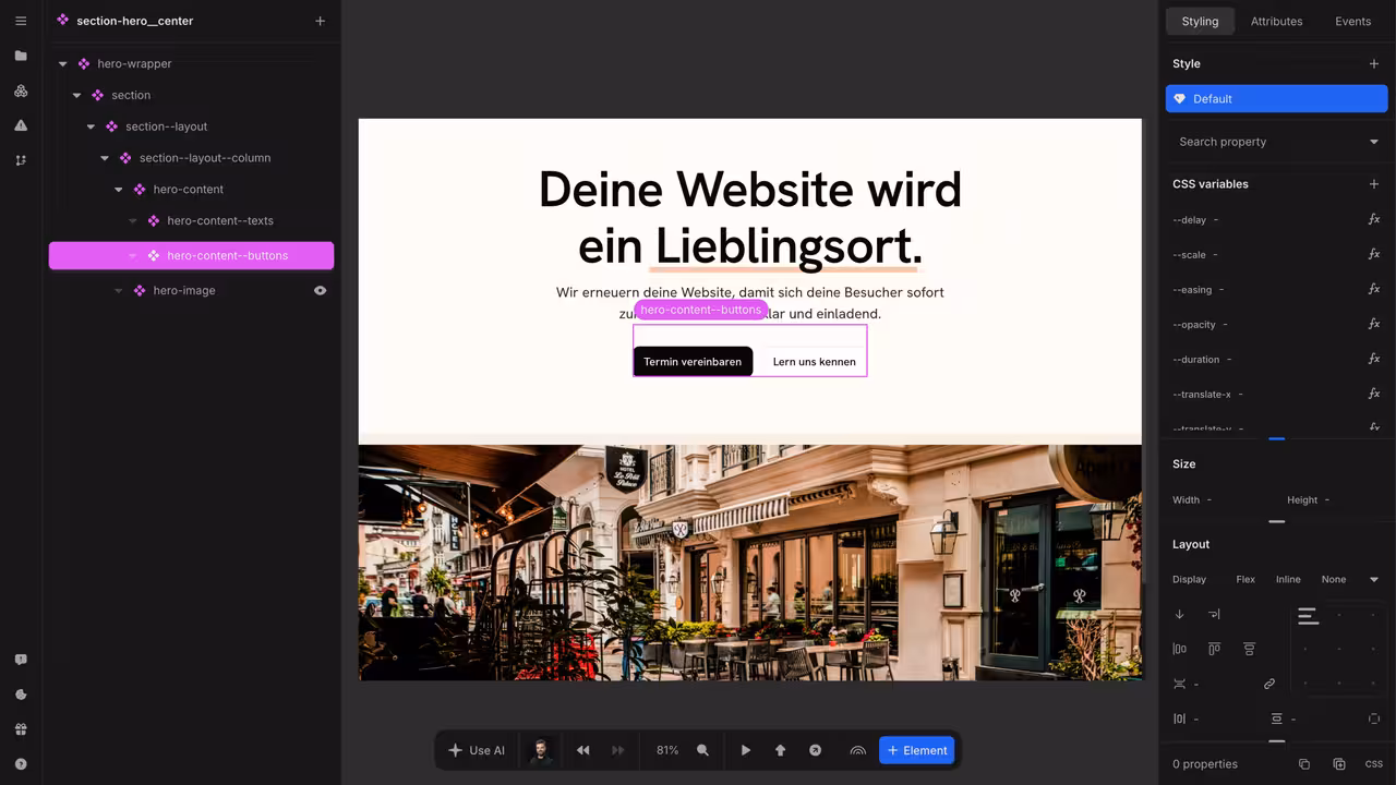 Screenshot der ZenoDev Website im Editor